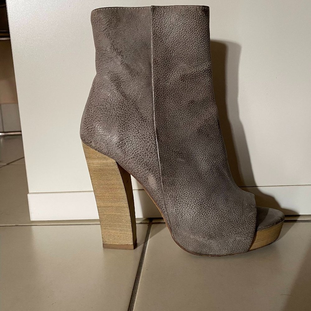 ALL SAINTS GREY ANKLE PEEP TOE BOOT SIZE 36